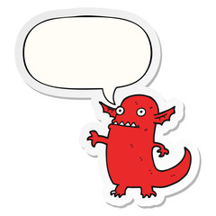 cartoon halloween monster and speech bubble sticker