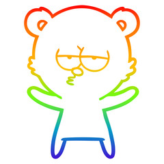 rainbow gradient line drawing bored bear cartoon