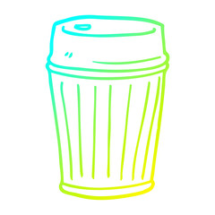 cold gradient line drawing cartoon take out coffee