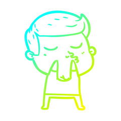 cold gradient line drawing cartoon model guy pouting
