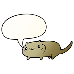 cartoon cat and speech bubble in smooth gradient style