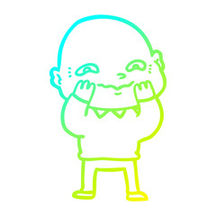 cold gradient line drawing cartoon nervous man