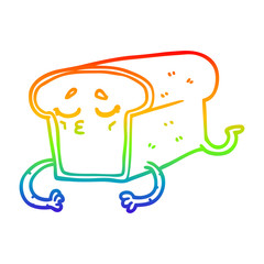 rainbow gradient line drawing cartoon loaf of bread