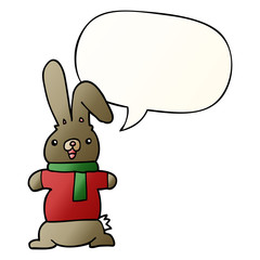 cartoon rabbit and speech bubble in smooth gradient style