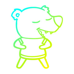 cold gradient line drawing cartoon bear
