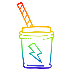 rainbow gradient line drawing cartoon take out drink