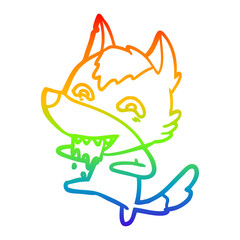 rainbow gradient line drawing cartoon hungry wolf