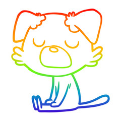 Obraz premium rainbow gradient line drawing cartoon dog