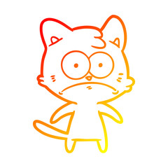 warm gradient line drawing cartoon nervous cat
