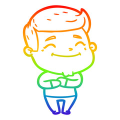 rainbow gradient line drawing happy cartoon man