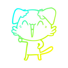 cold gradient line drawing happy little dog cartoon