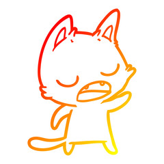 warm gradient line drawing talking cat cartoon