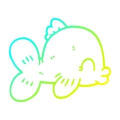 cold gradient line drawing funny cartoon fish