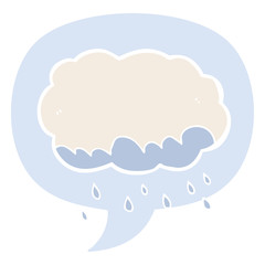 cartoon rain cloud and speech bubble in retro style