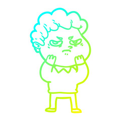 cold gradient line drawing cartoon angry man