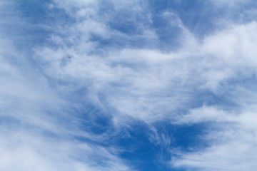 Picturesque beautiful clouds before rain on the blue sky. Weather, nature concept.