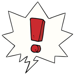 cartoon exclamation mark and speech bubble