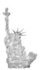 Fourth Independence Day of July Statue of Liberty line drawing style
