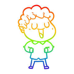 rainbow gradient line drawing laughing cartoon man