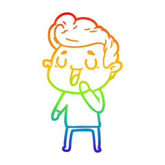 rainbow gradient line drawing happy cartoon man
