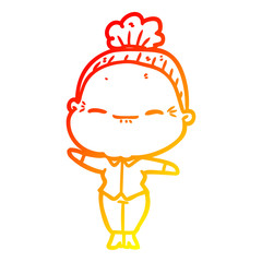 Obraz premium warm gradient line drawing cartoon peaceful old woman