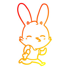 warm gradient line drawing cartoon running rabbit