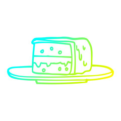 cold gradient line drawing cartoon slice of cake