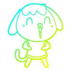 cold gradient line drawing cute cartoon dog