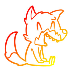 warm gradient line drawing laughing fox cartoon