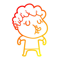 warm gradient line drawing cartoon man singing