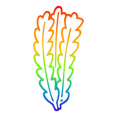 rainbow gradient line drawing cartoon green leaves