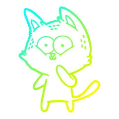 cold gradient line drawing cartoon cat considering