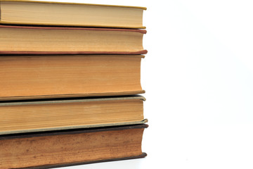 vintage old hardcover stack of  books  on white background.