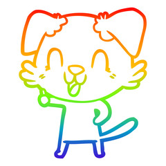 rainbow gradient line drawing laughing cartoon dog
