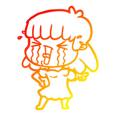 warm gradient line drawing cartoon woman