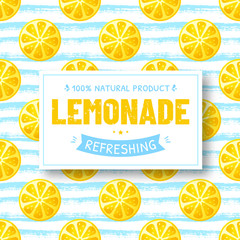 Lemonade - vector banner with seamless lemons background.