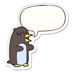 cartoon penguin and speech bubble sticker