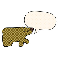 cartoon bear and speech bubble in comic book style