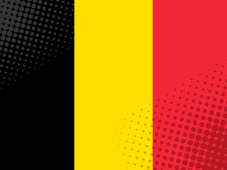 Vector image of the flag of Belgium with a dot texture in the style of comics.