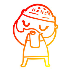 warm gradient line drawing cute cartoon man with beard
