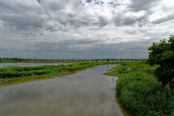 landscape with river and clouds