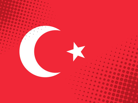 Vector image of the flag of Turkey with a dot texture in the style of comics.