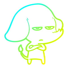cold gradient line drawing annoyed cartoon elephant