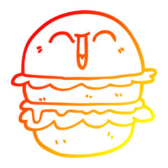 warm gradient line drawing cartoon burger