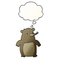 cartoon bear and thought bubble in smooth gradient style