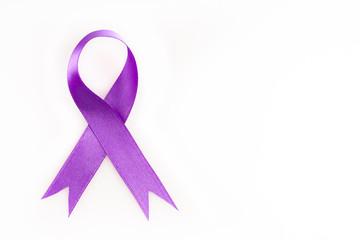 purple ribbon on white background