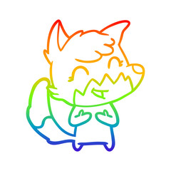 rainbow gradient line drawing happy cartoon fox
