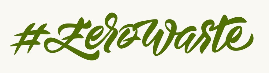 Zero Waste - hand lettering. Nature friendly concept based on redusing waste and using or reusable products. Motivational quote for choosing eco friendly lifestyle. Vector inscription design.
