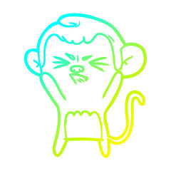 Obraz premium cold gradient line drawing cartoon angry monkey
