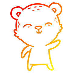 warm gradient line drawing happy cartoon bear